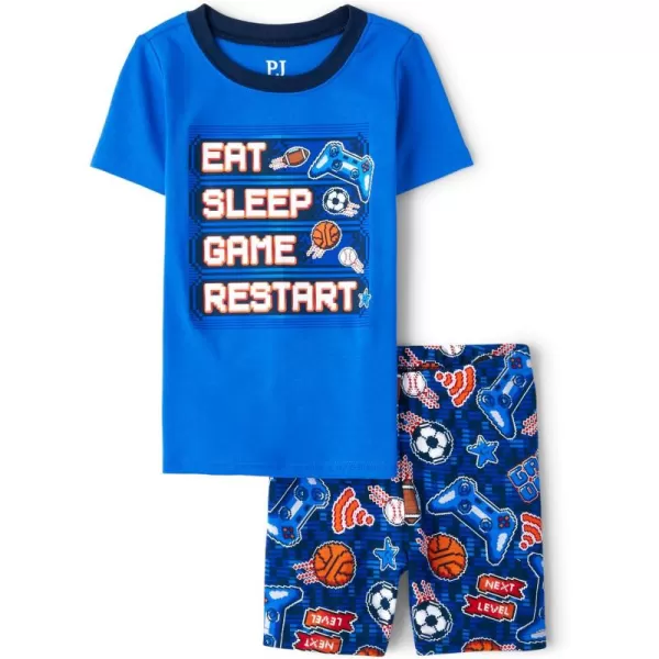 The Children's Place boys Short Sleeve Top And Shorts Snug Fit 100% Cotton 2 Piece Pajama Set