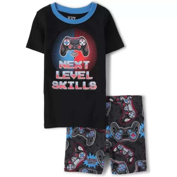 The Children's Place boys Short Sleeve Top And Shorts Snug Fit 100% Cotton 2 Piece Pajama Set