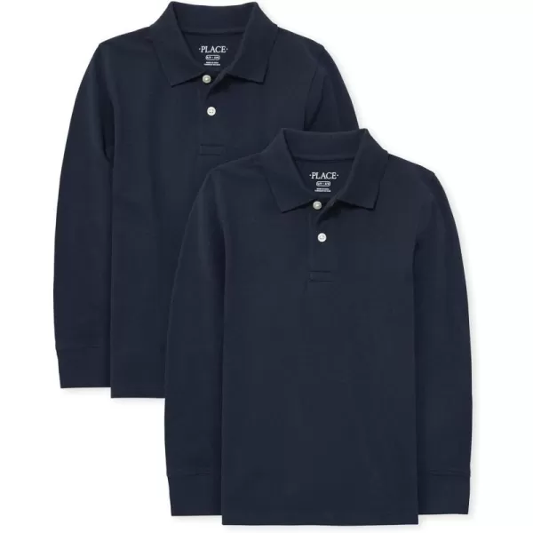 The Children's Place boys Uniform Long Sleeve Pique Polo 4 Pack