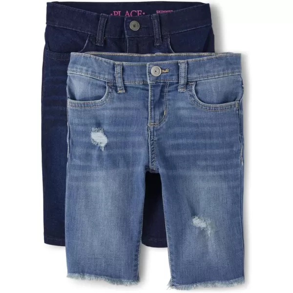 The Children's Place girls Denim Skimmer Shorts 2 Pack