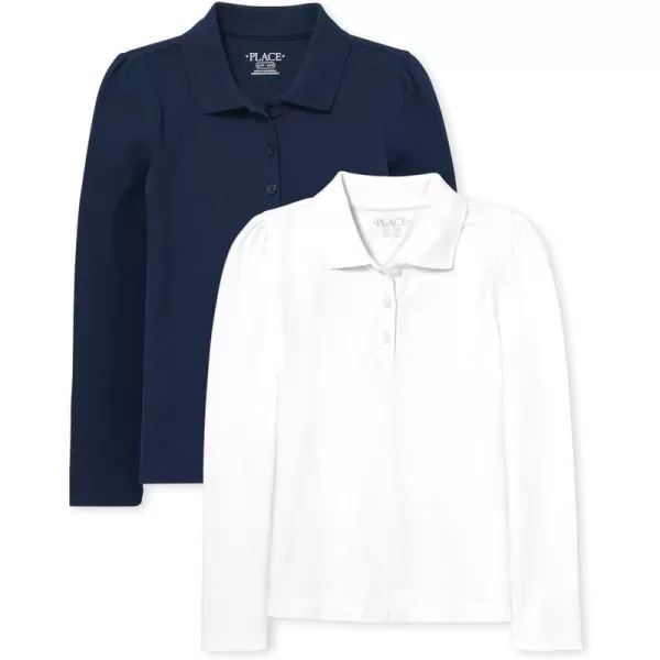 The Children's Place girls Long Sleeve Pique Polo 2 Pack