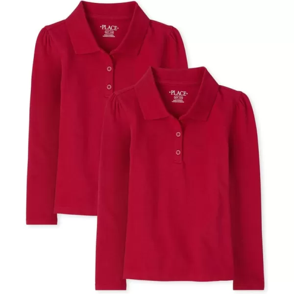 The Children's Place girls Long Sleeve Pique Polo 2 Pack