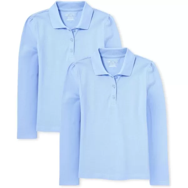 The Children's Place girls Long Sleeve Pique Polo 2 Pack