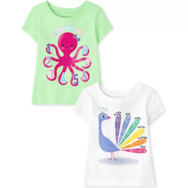 The Children's Place girls Multi Color Short Sleeve Graphic T shirt 2 Pack