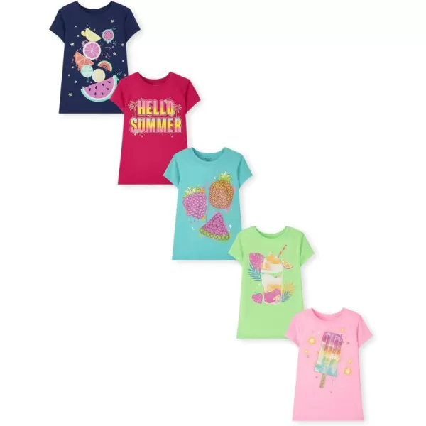 The Children's Place girls Pumpkins Leaves Team Spice Short Sleeve Graphic T Shirt 2 Pack