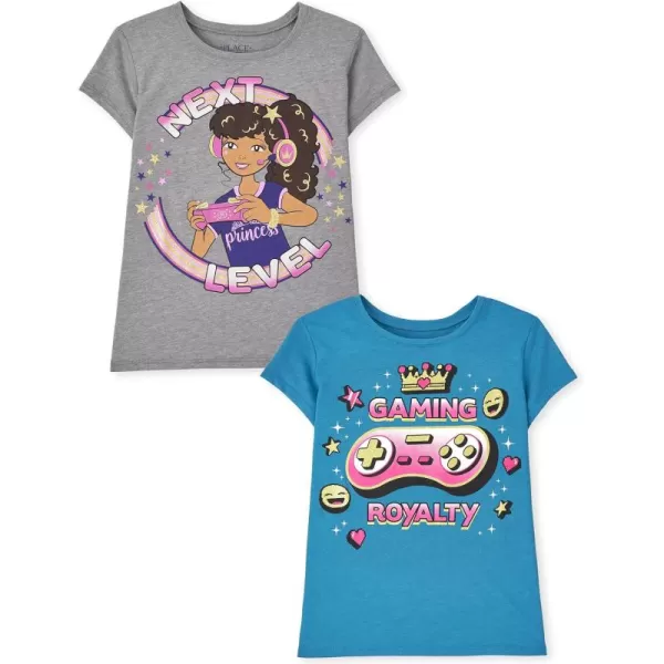 The Children's Place girls Pumpkins Leaves Team Spice Short Sleeve Graphic T Shirt 2 Pack