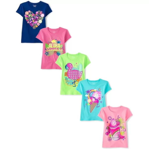 The Children's Place girls Pumpkins Leaves Team Spice Short Sleeve Graphic T Shirt 2 Pack