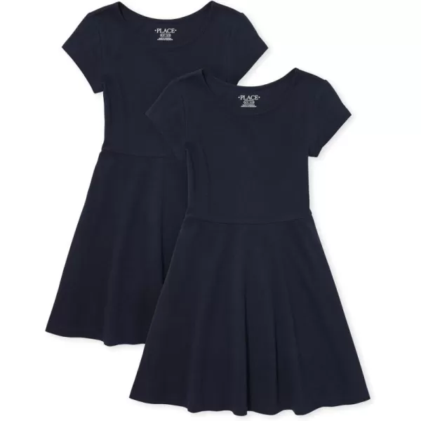 The Children's Place girls Short Sleeve Basic Skater Dress 2 Pack