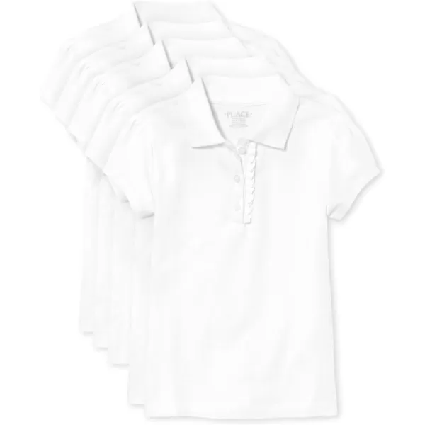 The Children's Place girls Short Sleeve Ruffle Pique Polo 2 pack