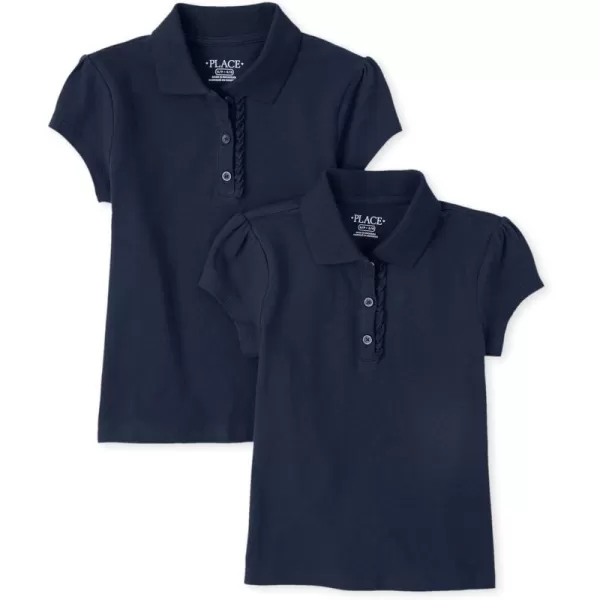 The Children's Place girls Short Sleeve Ruffle Pique Polo 2 pack