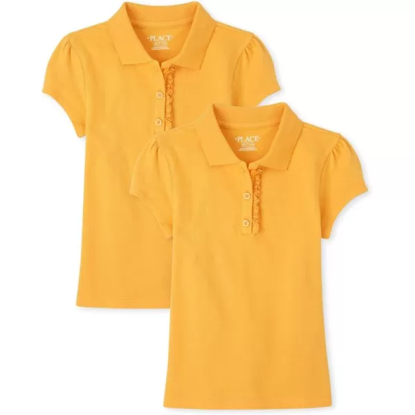 The Children's Place girls Short Sleeve Ruffle Pique Polo 2 pack