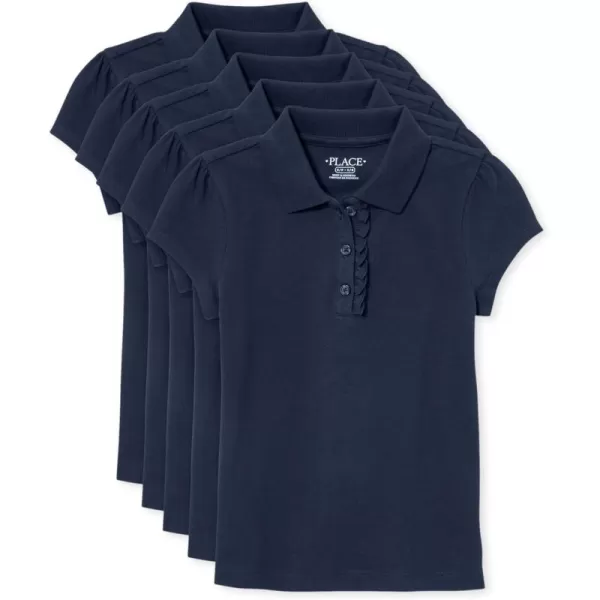 The Children's Place girls Short Sleeve Ruffle Pique Polo 2 pack