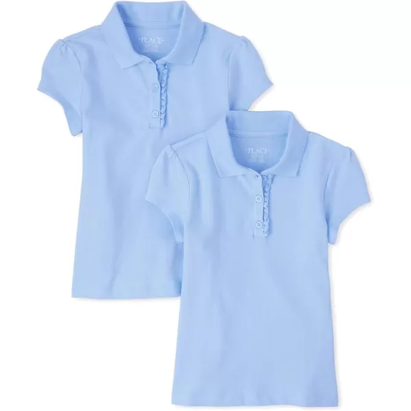 The Children's Place girls Short Sleeve Ruffle Pique Polo 2 pack