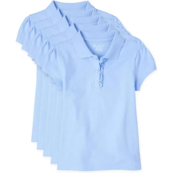 The Children's Place girls Short Sleeve Ruffle Pique Polo 2 pack