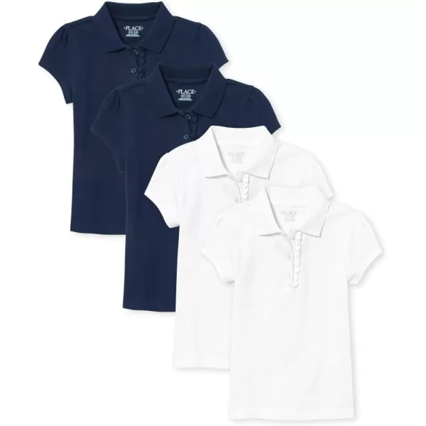 The Children's Place girls Short Sleeve Ruffle Pique Polo 2 pack