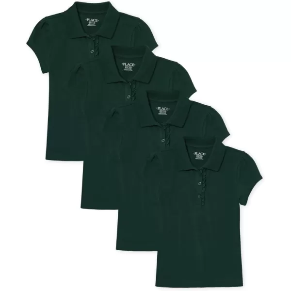 The Children's Place girls Short Sleeve Ruffle Pique Polo 2 pack