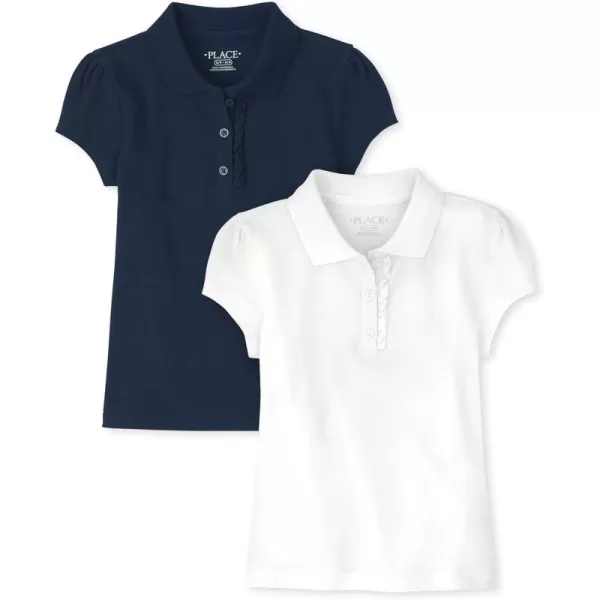 The Children's Place girls Short Sleeve Ruffle Pique Polo 2 pack