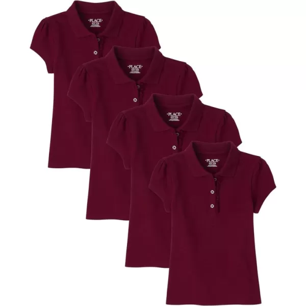 The Children's Place girls Short Sleeve Ruffle Pique Polo 2 pack