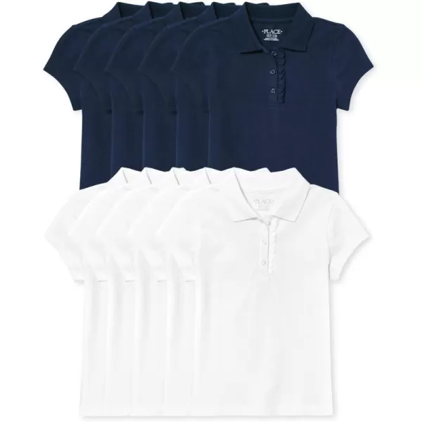 The Children's Place girls Short Sleeve Ruffle Pique Polo 2 pack