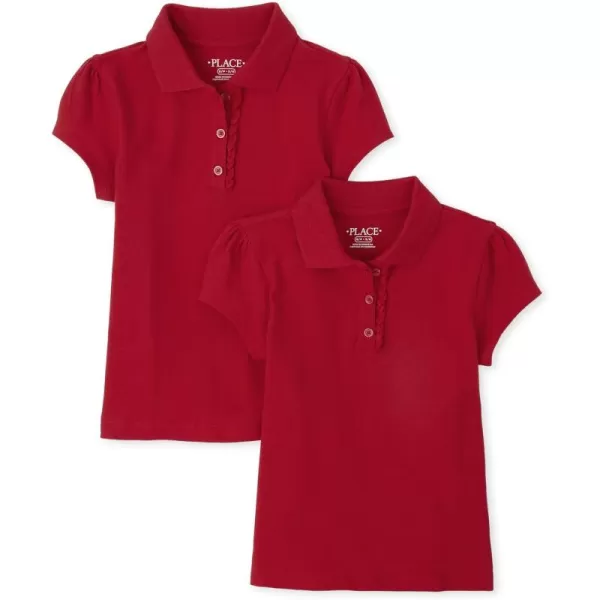 The Children's Place girls Short Sleeve Ruffle Pique Polo 2 pack