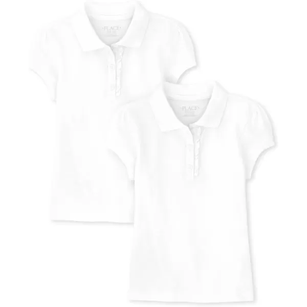 The Children's Place girls Short Sleeve Ruffle Pique Polo 2 pack