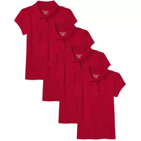 The Children's Place girls Short Sleeve Ruffle Pique Polo 2 pack