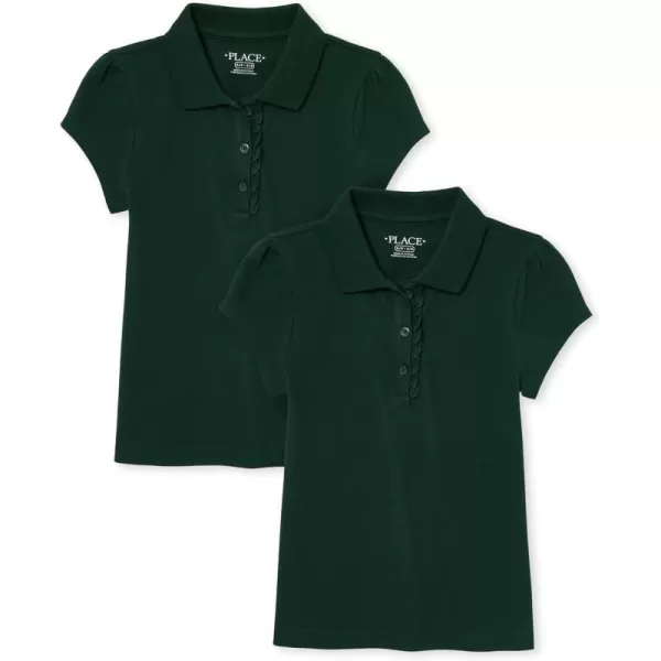 The Children's Place girls Short Sleeve Ruffle Pique Polo 2 pack