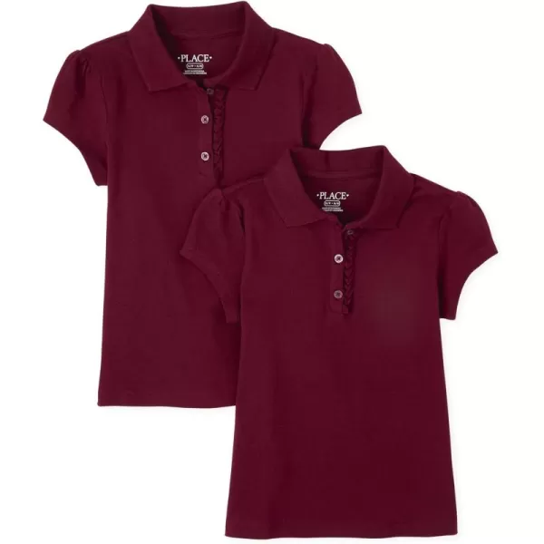The Children's Place girls Short Sleeve Ruffle Pique Polo 2 pack