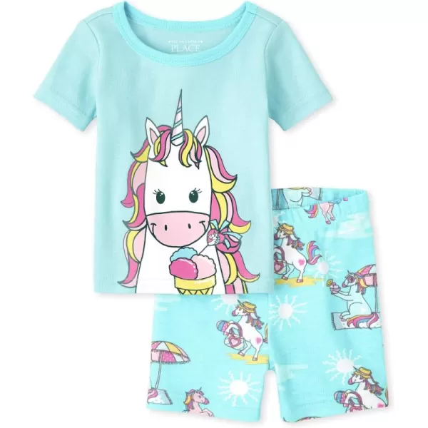 The Children's Place girls Short Sleeve Top and Shorts Pajama Sets