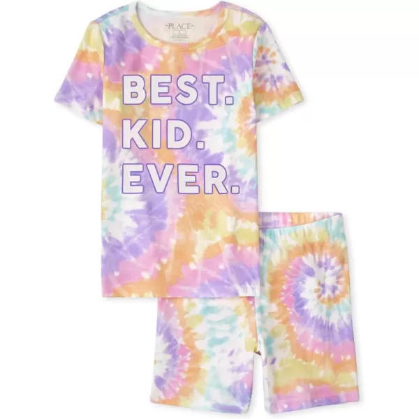 The Children's Place girls Short Sleeve Top and Shorts Snug Fit 100% Cotton 2 Piece Pajama set
