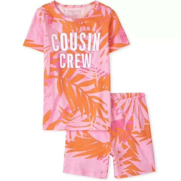 The Children's Place girls Short Sleeve Top and Shorts Snug Fit 100% Cotton 2 Piece Pajama set