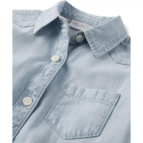 The Children's Place Girls' Long Sleeve Plaid Twill Tie Front Button Down Shirt