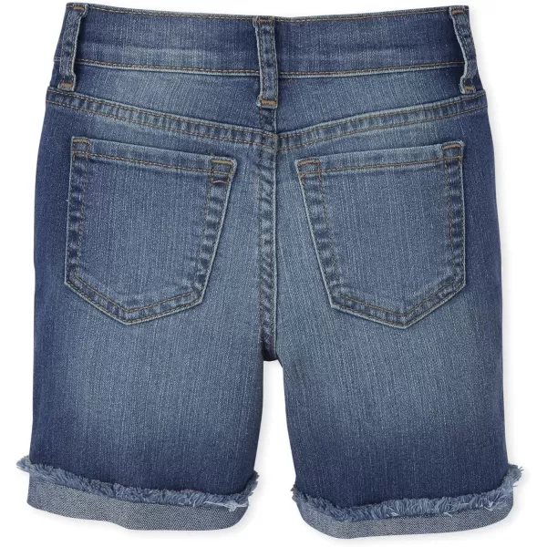 The Children's Place girls High Waist Button Front Denim Midi Shorts