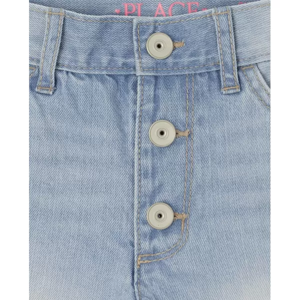 The Children's Place girls High Waist Button Front Denim Shortie Shorts