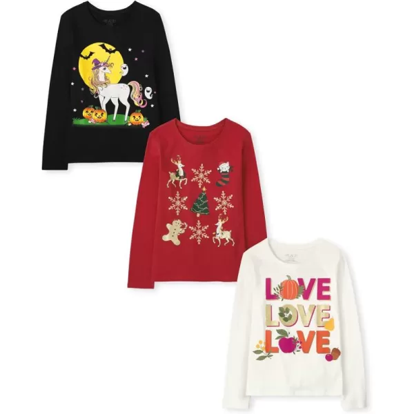 The Children's Place Baby Toddler Girls Long Sleeve Graphic T-Shirt 2-Pack