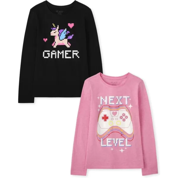 The Children's Place Baby Toddler Girls Long Sleeve Graphic T-Shirt 2-Pack