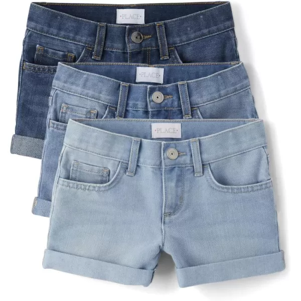 The Children's Place Girls' Denim Roll Cuff Shortie