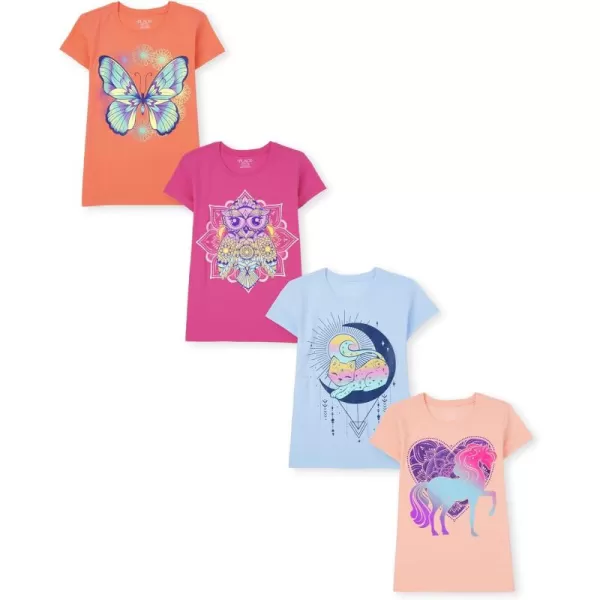 The Childrens Place Girls Kindness, Love, Equality Short Sleeve Graphic T shirts Pack 4