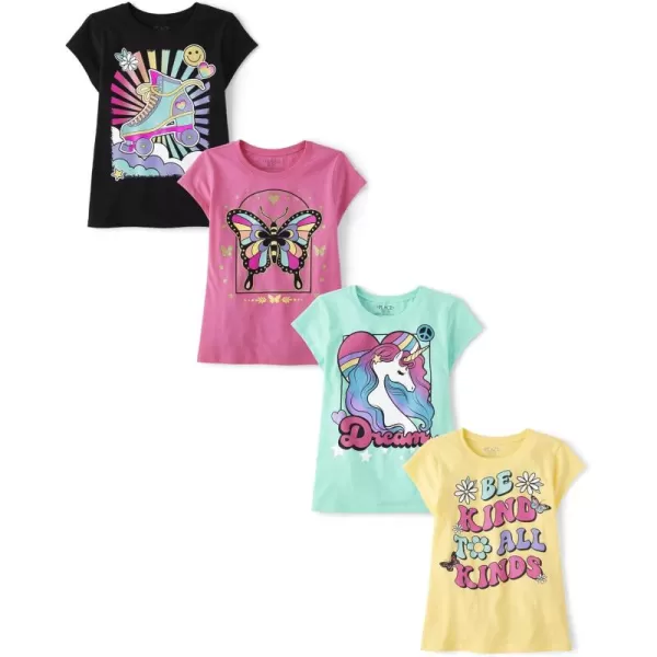 The Childrens Place Girls Kindness, Love, Equality Short Sleeve Graphic T shirts Pack 4