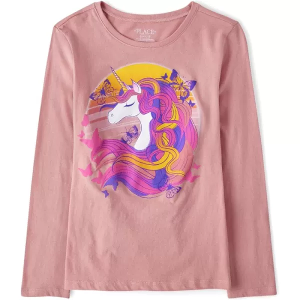 The Children's Place Girls' Long Sleeve Animal Graphic T-Shirt