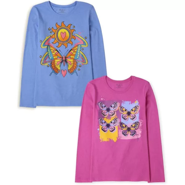 The Children's Place Girls' Long Sleeve Graphic T-Shirt 2-Pack