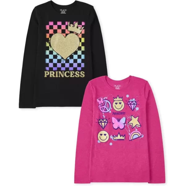 The Children's Place Girls' Long Sleeve Graphic T-Shirt 2-Pack