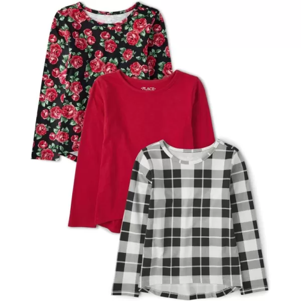 The Children's Place Girls' Long Sleeve Knit Fashion Shirt 3-Pack