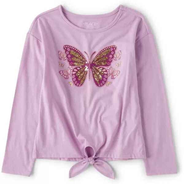 The Children's Place Girls' Long Sleeve Knit Tie Front Top