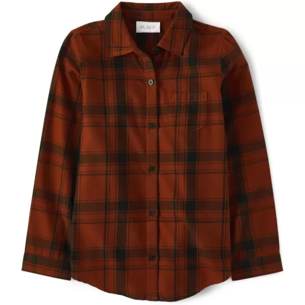 The Children's Place Girls' Long Sleeve Plaid Twill Tie Front Button Down Shirt