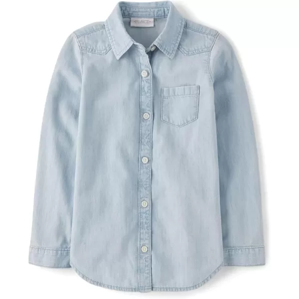 The Children's Place Girls' Long Sleeve Plaid Twill Tie Front Button Down Shirt