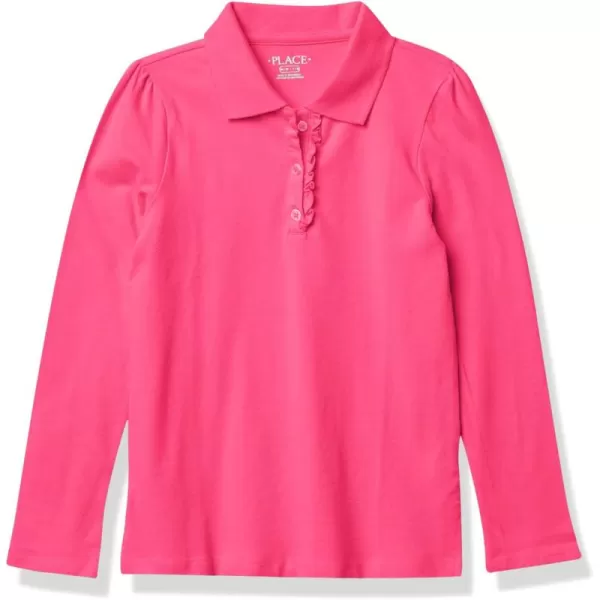 The Children's Place Girls' Long Sleeve Ruffle Pique Polo