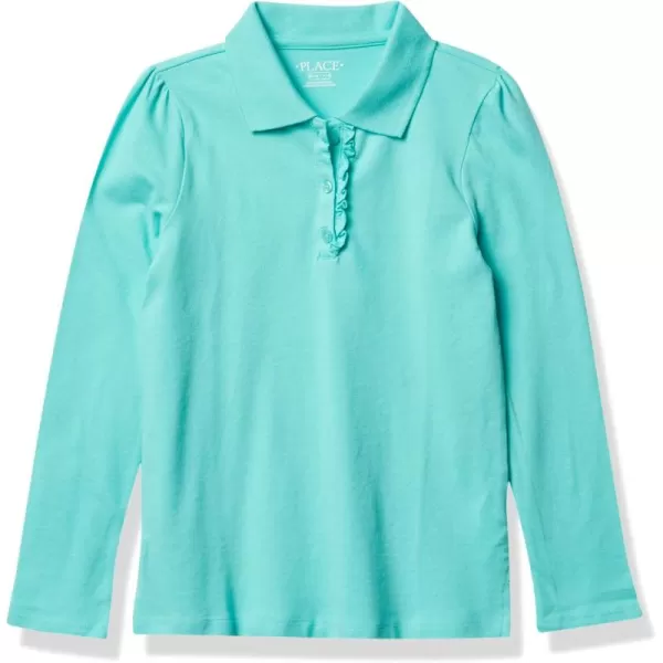 The Children's Place Girls' Long Sleeve Ruffle Pique Polo