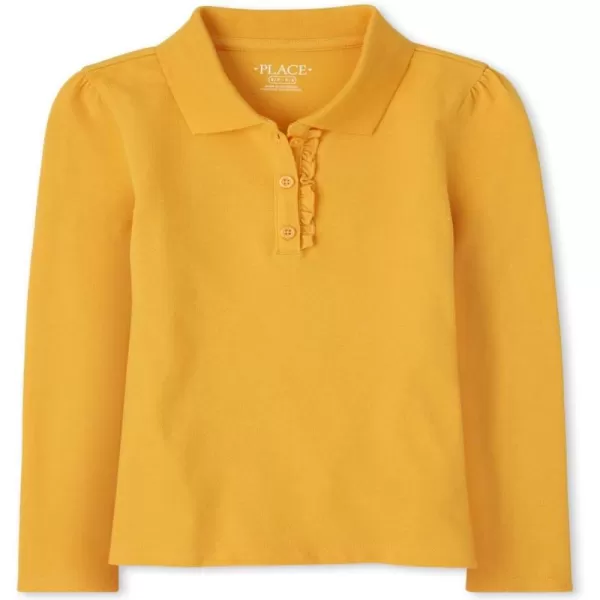 The Children's Place Girls' Long Sleeve Ruffle Pique Polo
