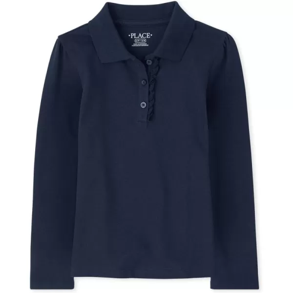 The Children's Place Girls' Long Sleeve Ruffle Pique Polo